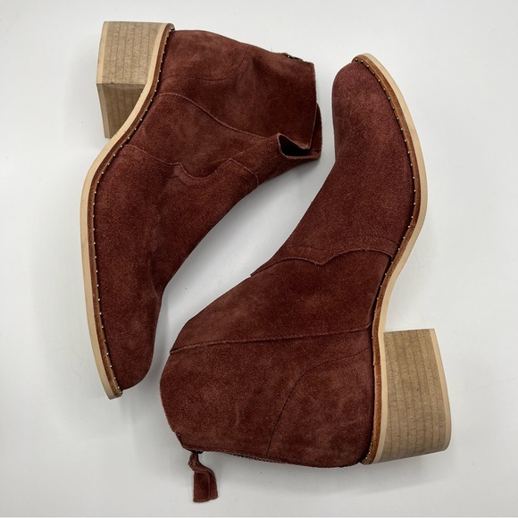 Crevo Clara Sz 8.5 Leather Suede Ankle Booties Brick Red Boots - Picture 7 of 13